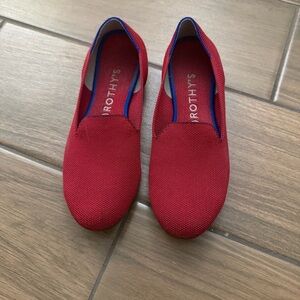 Rothys The Loafer Red Flats Shoes Knit Slip On Round Toe Sz 9